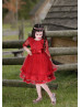 Red Lace Tulle Frill Stylish Flower Girl Dress Red Lace Tulle Frill Stylish Flower Girl Dress